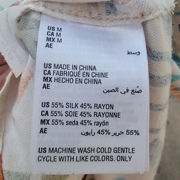 Tasso Elba multi colored leaf print silk blend button-down shirt mens sz med - Picture 5 of 5